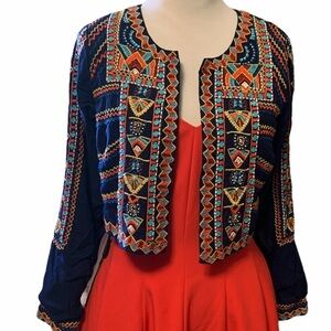 Pia Pauro navy embroidered bolero style jacket